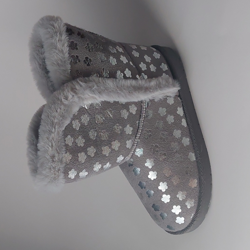 olivia miller girl flowers silver winter boots‎  Big Girls Gray size 5